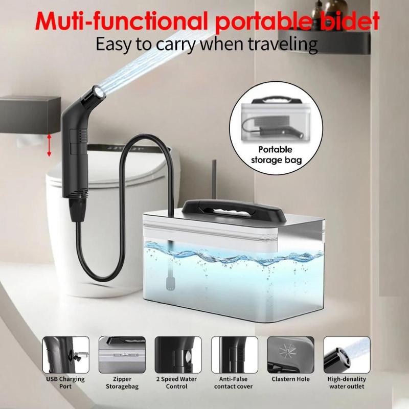 Water Container Full Sets Portable Travel Bidet Electric Handheld Personal Bidet Sprayer for Personal Cleaning for Toilet with 2.3 Liters