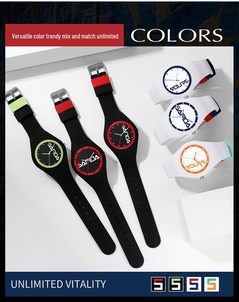 Sanda Waterproof Men's Sports Silicone Watch: Trendy, Fashionable & Personalized for Students