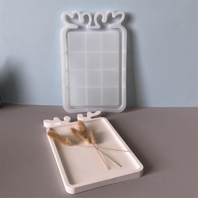 Christmas Tray Silicone Resin Mold Jewelry Plate Mold Epoxy Molds for Concrete Dish Storage Art Crafts Home Decorations