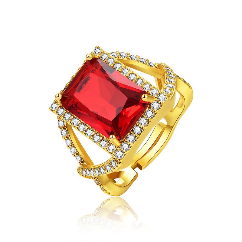 Vintage Court Square Ruby Náhrdelník Šperky Šperky Hip Hop Zirkon Sada Šperků