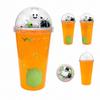 oz Single Wall Plastic Cup with Straw, Light Up Halloween Cup with Cute Doll Design