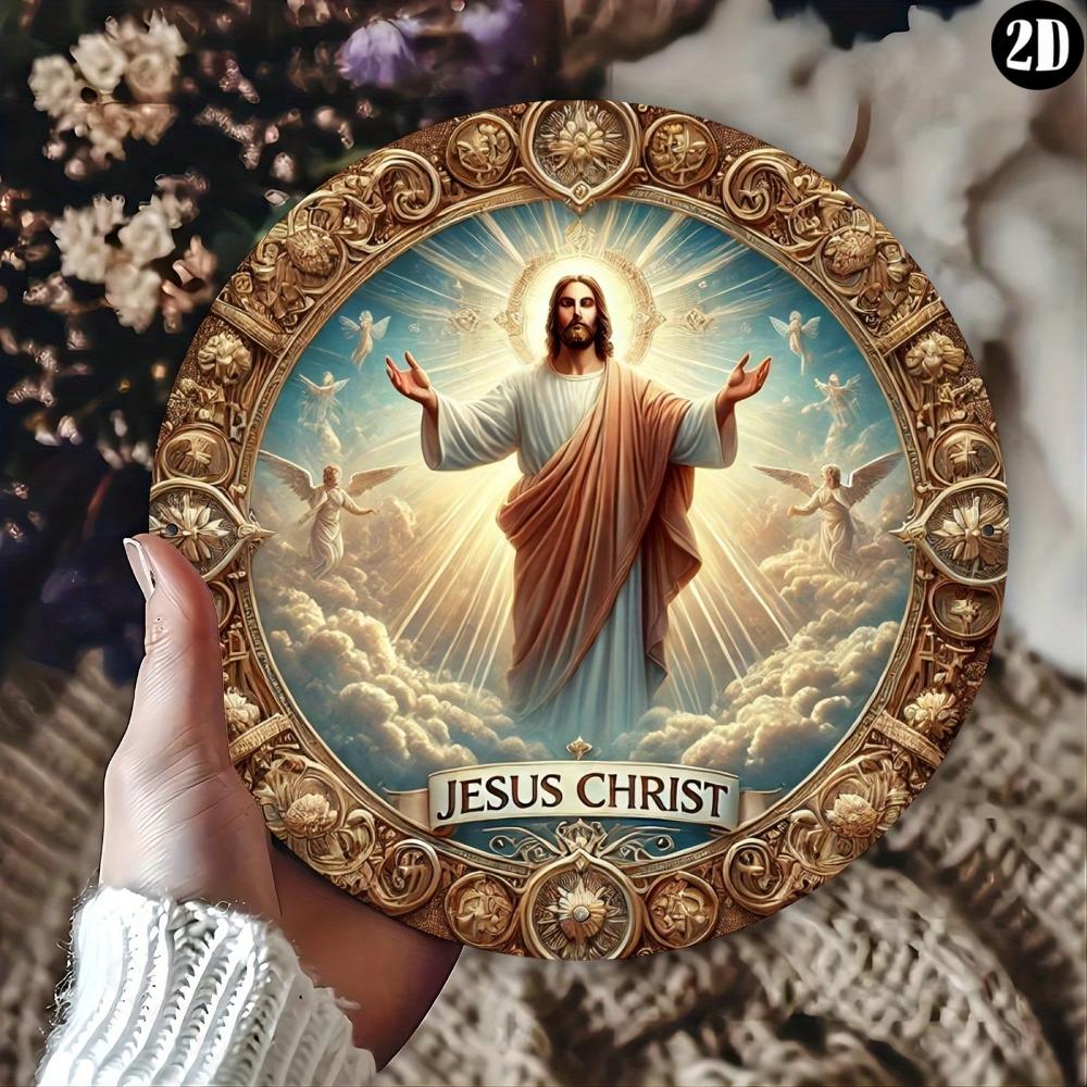 Jesus Rundes Aluminiumschild Wandkunst Christliche Dekoration Geschenk