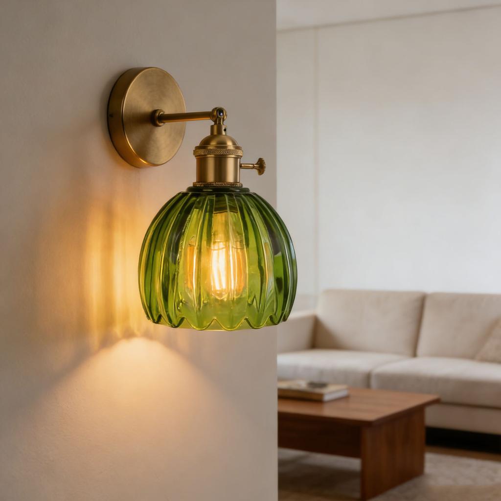 Wall Sconce Glass Lampshade Minimalist Aluminum Alloy Vintage Wall Lamp for Cafe Bedroom Restaurant