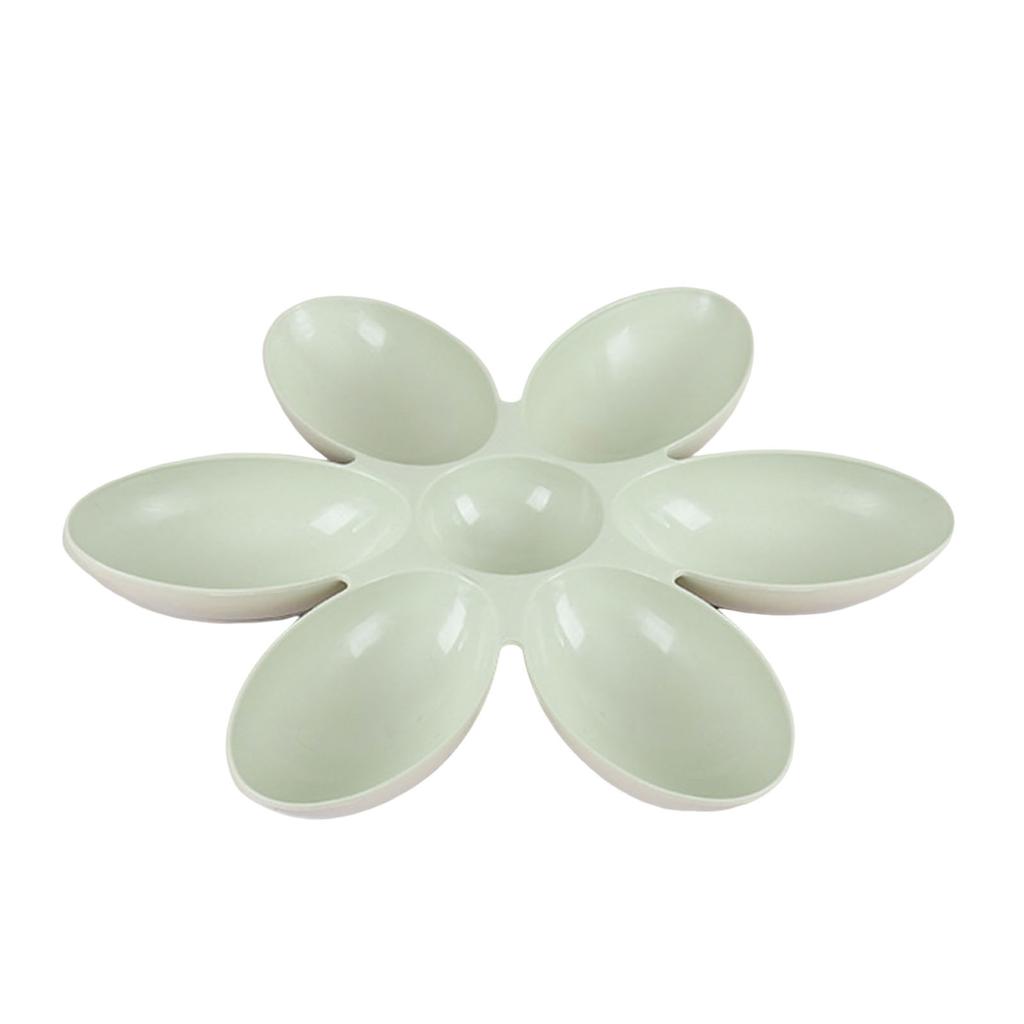 6 Grids Plastic Cat Food Bowl Flower Petal Shaped Multi Pet Food Bowls Non-Slip Reusable Cat Dishes for Indoor Kitten Puppy