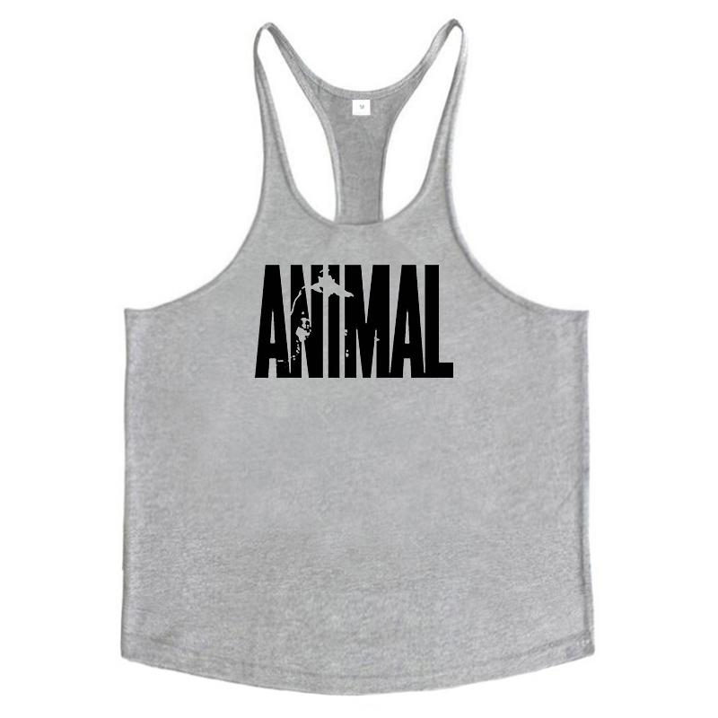 

Мужские хлопковые майки-стрингеры для бега и зала Muscleguys с принтом букв ANIMAL, без рукавов, для бодибилдинга, одежда для фитнеса XXL серый