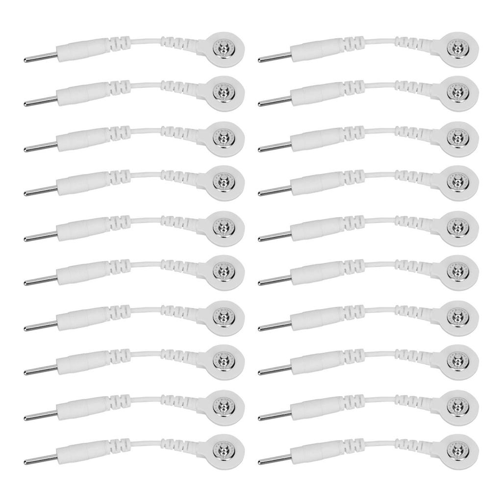 20Pcs Electrode Wires 2.0in Portable Replacement Button Electrode Lead Wires for Therapeutic Instruments White