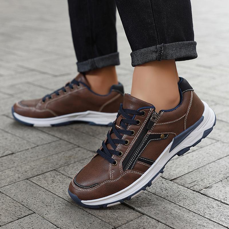 TUINANLE Mens Wide Fit Breathable PU Sneakers Casual Outdoor Flat Trainers Large Size 39-48 Soft Sole Non Slip Comfortable