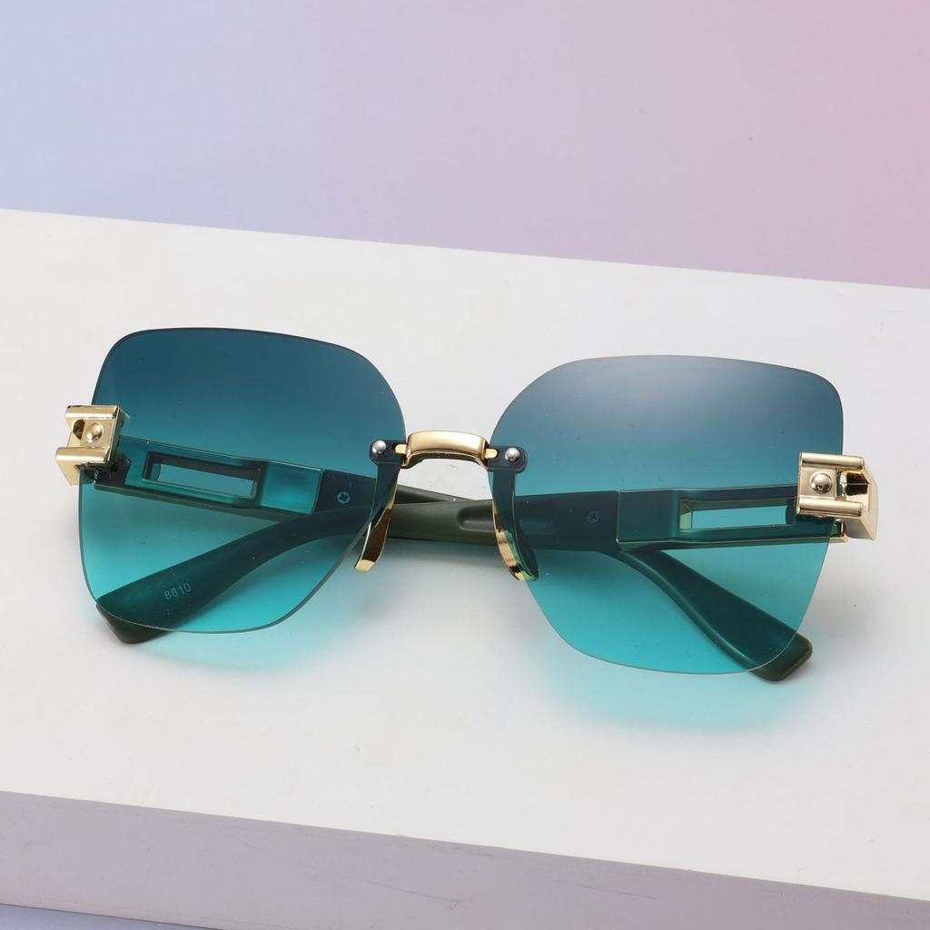 Frameless Diamond Trimmed Square Sunglasses Sunglasses Ladies Fashion Commuter Sunglasses