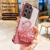 KEYSION Shockproof Plating TPU Phone Case for Samsung S24 S25 Ultra S25+ Glitter Jewelled Swan kickstand Cover for Galaxy S24 S25 FE 5G