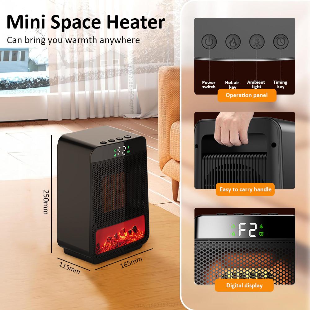 1000W High Power Hot Air Blower Houehold Portable Electric Heating Fans Office Desktop PTC Space Heater