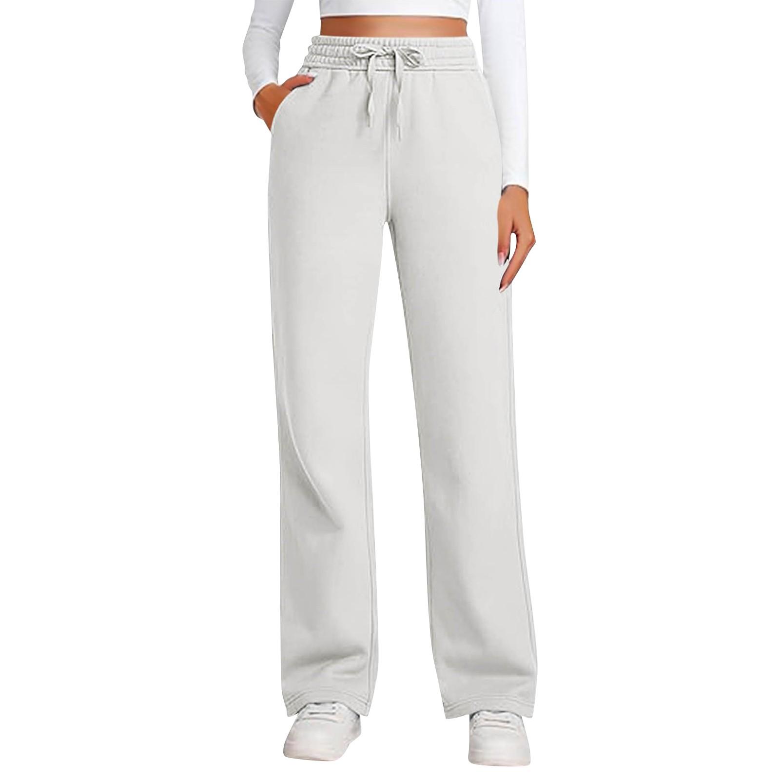 

Женские повседневные модные эластичные брюки с высокой талией и завязками на шнурке, свободные прямые брюки XL белый
