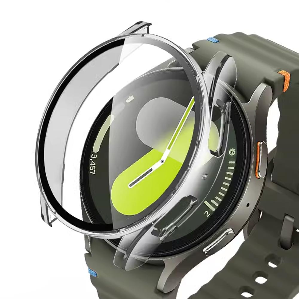 Case for Samsung Galaxy Watch 4/5/6/7 44mm 40mm Accessories Full Screen Protector Tempered Glass PC Bumper Cover Galaxy Watch 7