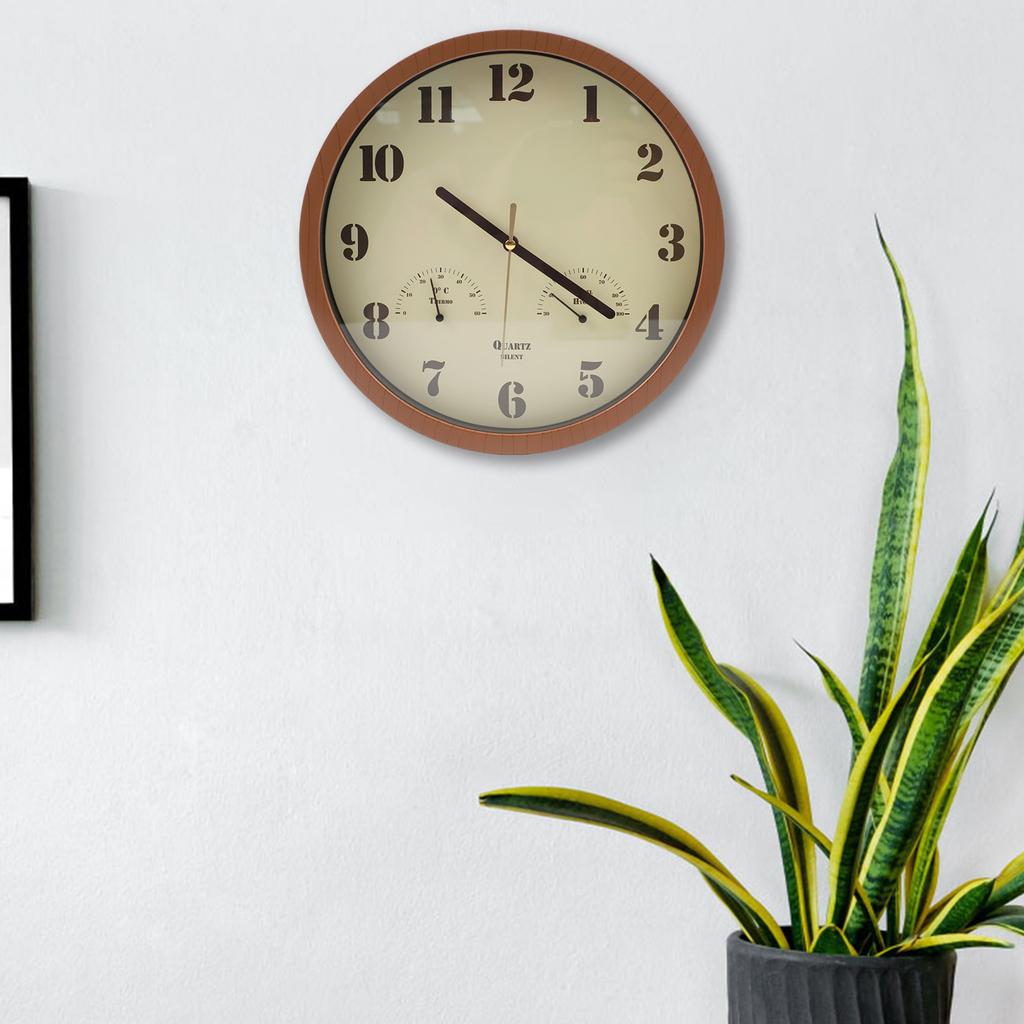 Outdoor Clock with Thermometer and Hygrometer for Patio Weatherproof Analog Design Silent Quartz Operation for Indoor Use