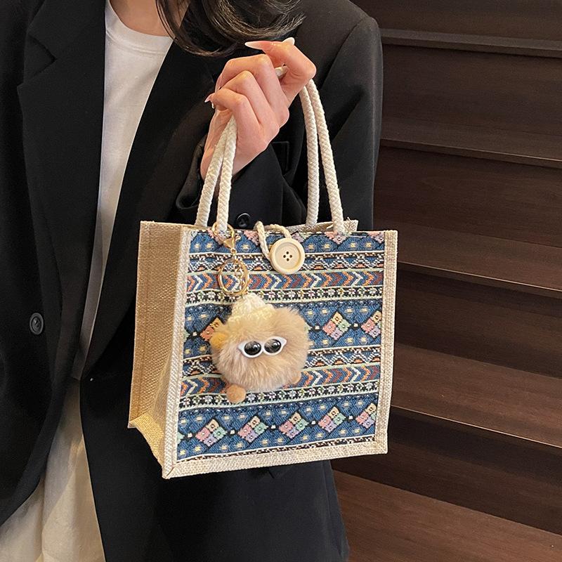 Food Bento Bag Wear-Resistant Portable Shopping Bag Printed Canvas Bag Comfortable For Shopping Commuting Gifting