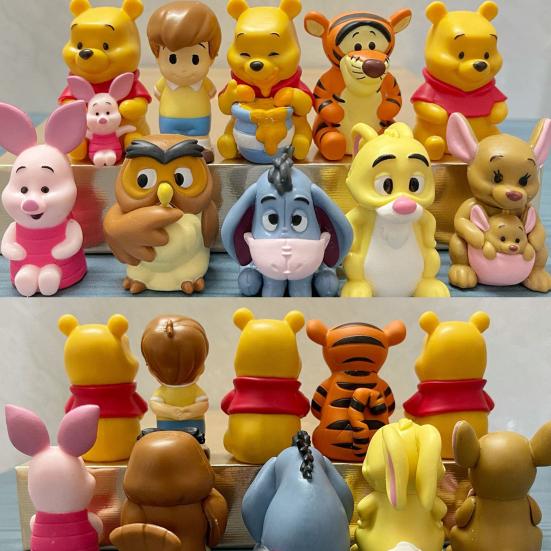 10Pcs Figure Model Winnie Pooh Bear Tigger Piglet Action Mini PVC Cartoon Ornament Miniature for Gift