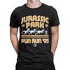 Vintage Jurassic Park Fun Run 93 T-Shirts for Men 100% Cotton T Shirt Short Sleeve Tee Shirt Graphic Printed Clothes