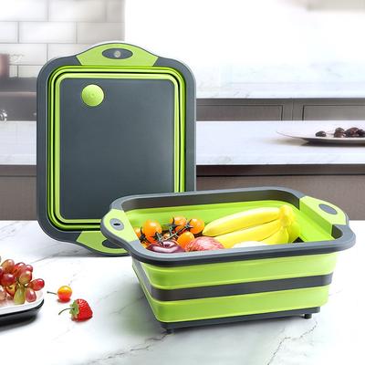 Tabla de cortar plegable, cesta de drenaje para fregadero plegable multifuncional, colador de verduras lavable, organizador de almacenamiento de platos de cocina