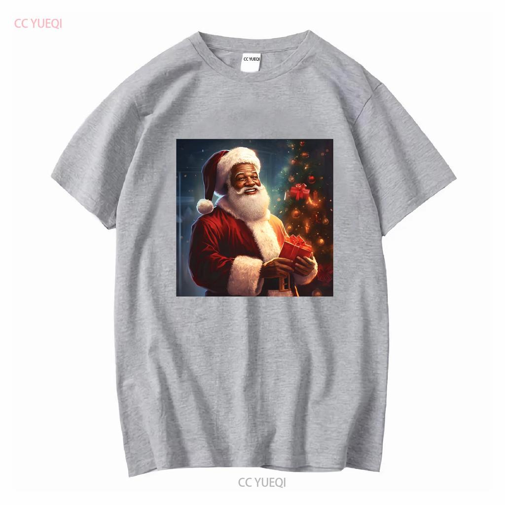 Vintage Black Santa Claus Illustration T Shirt Soft Cotton Quality Print Stylish Fit Design African American Vintage Washed