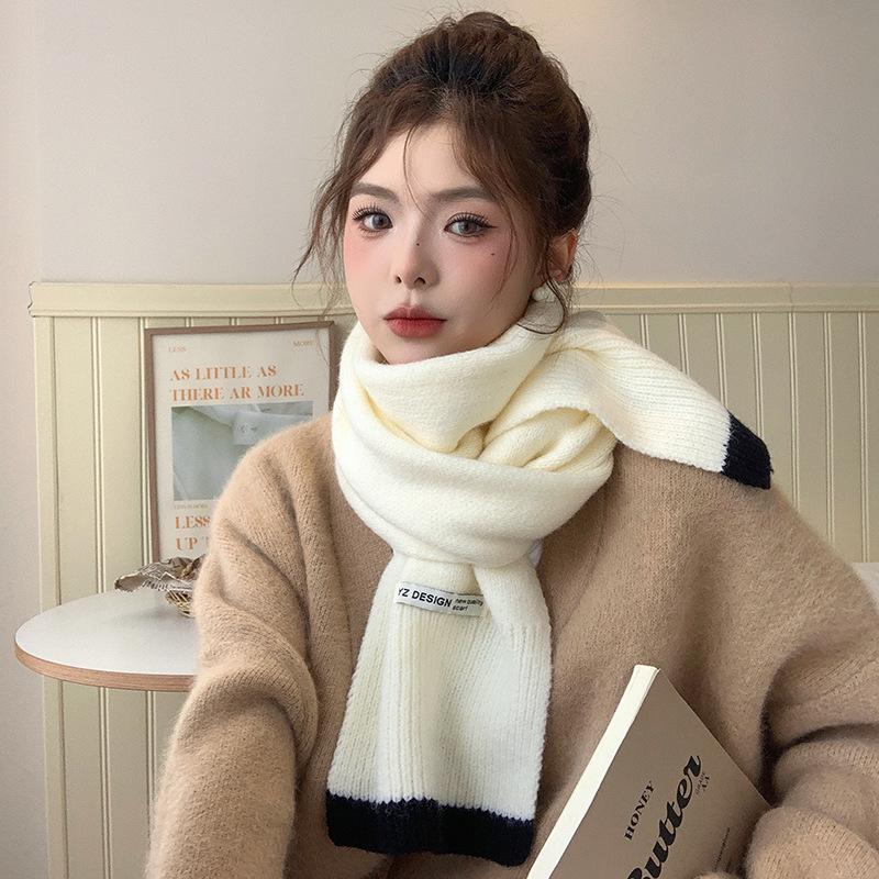 Japanischer und koreanischer Strickwollschal für Damen - Warmer Winter-Nackenwärmer, Perfektes Neujahrs-Rot-Weihnachtsgeschenk