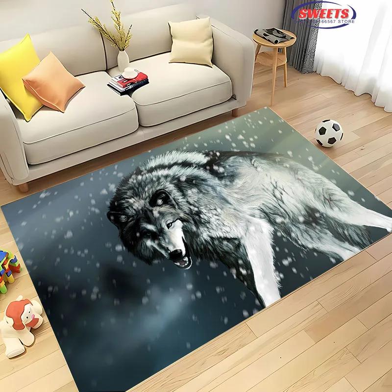 Wolf Art Non-Slip Soft Area Rug for Living Room Bedroom Sofa Doormat Home Office Decor Durable Floor Mat Gift