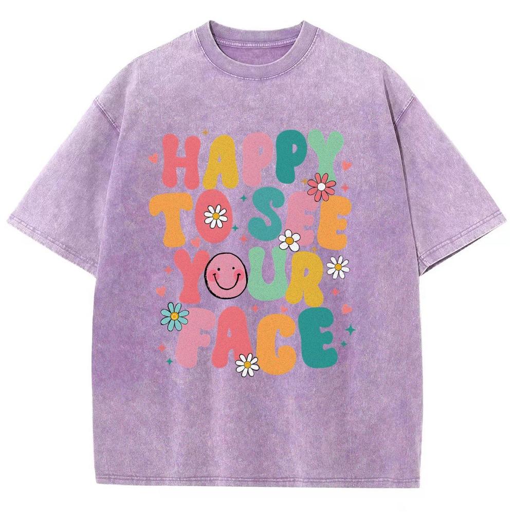 Colorful Cute Letter Print T-Shirt Unisex Fashion Round Neck Washed Cotton Short Sleeve Top 2024 Design Sense Casual Tee