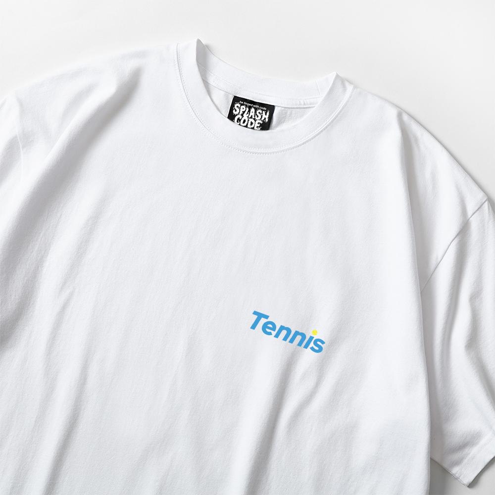 Seupeullaesikodeu White Short Sleeve T-Shirt - Tennis Club Blue