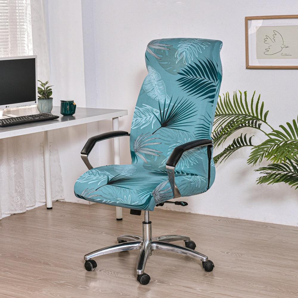Coprisedia da ufficio con cerniera resistente, coprisedia da scrivania elasticizzato lavabile stampato, coprisedia da computer con schienale alto, coprisedile per sedia da ufficio