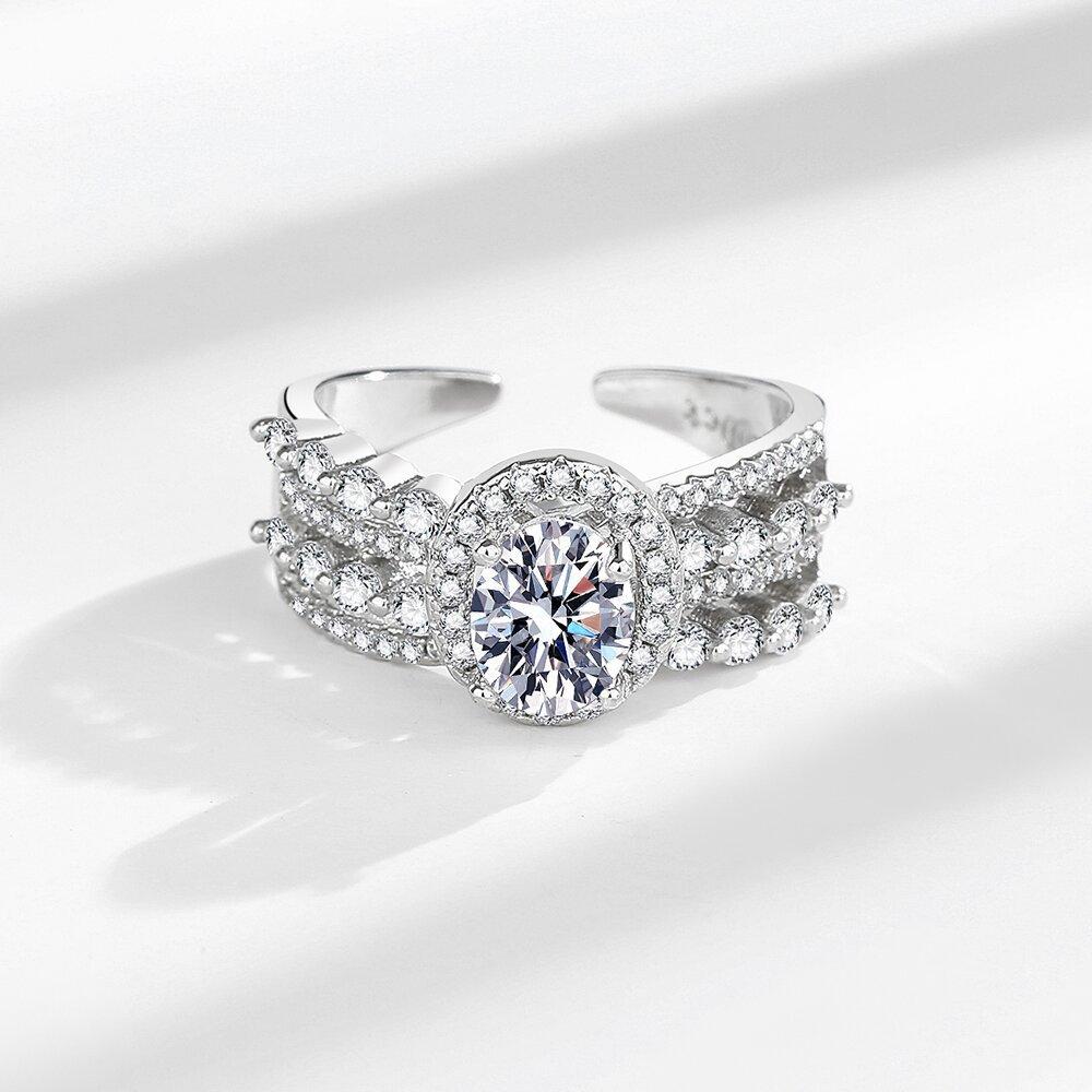 2026 Light Luxury Luxury Full Diamond Zircon Ring Women's Light Luxury Niche High-end Design Index Finger Ring