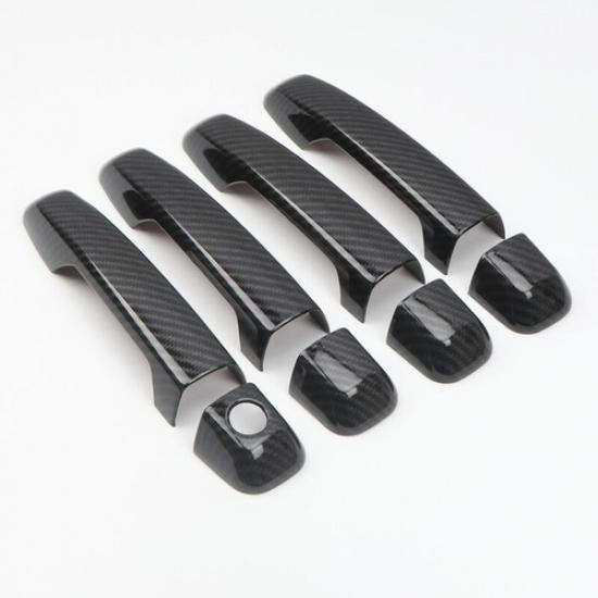 8pcs Carbon Fiber Exterior Side Door Handle Cover For Toyota 4Runner 2010-