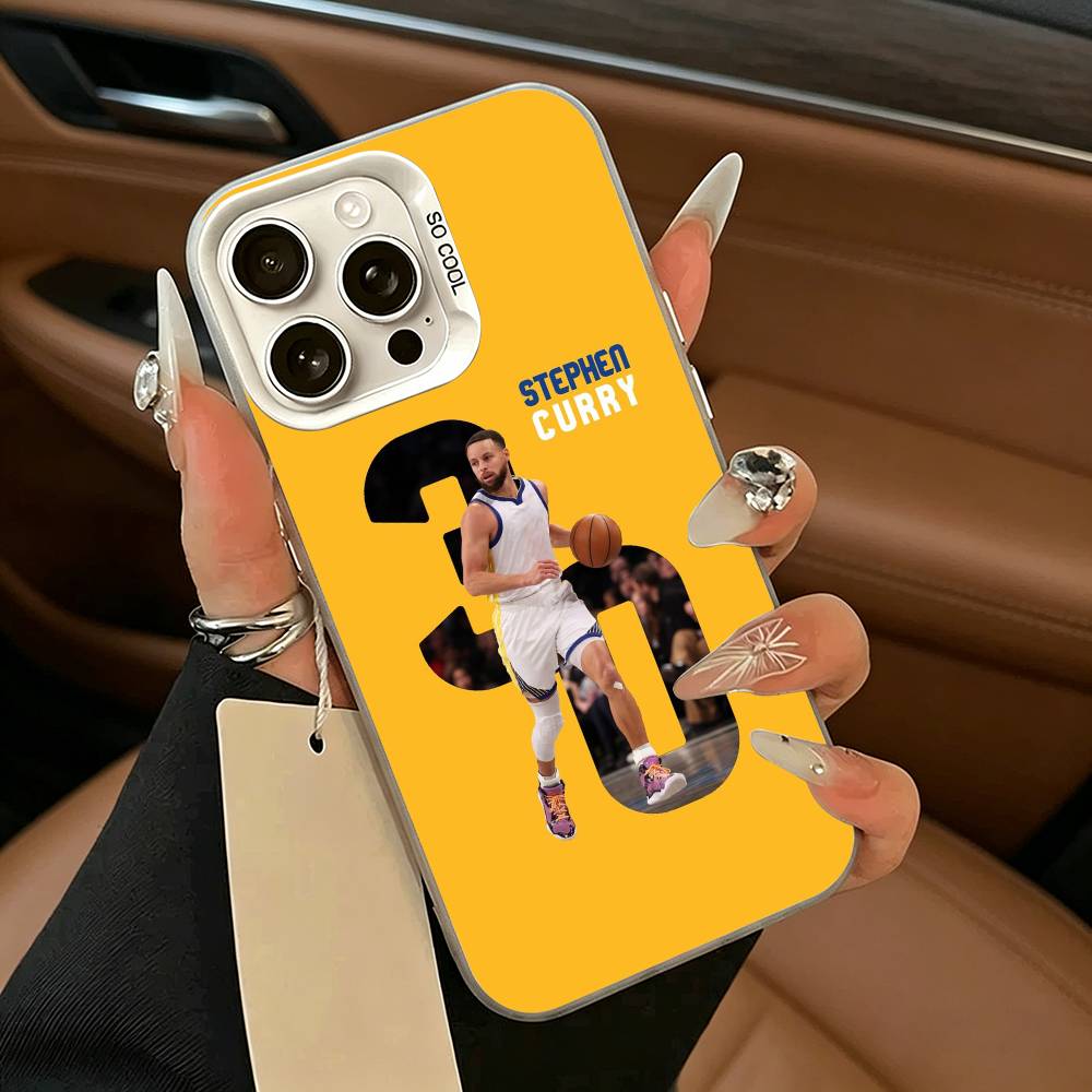 30 Custodia per Telefono Stephen- C-Curry per iPhone 17,16,15,14,13,12,11 Plus,Pro Max,XS,custodia per telefono bianco argento