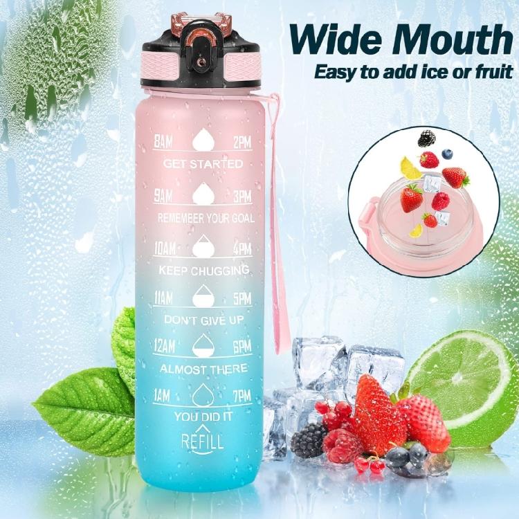 Portable 1L Water Bottles with Motivational Time Markers Drinking Bottles for Staying Hydrated Throughout Day