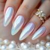 Fashionable Ins Style Electroplated White Moonlight Manicure, Pure Girly Style Pearl White Temperament Wearable Nails