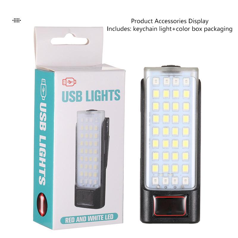 Rechargeable Mini Led Flashlight Worklight Keychain Light Camping Lamp Easy To Carry Multiple Lighting Modes Waterproof Material
