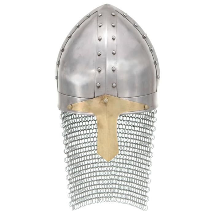 VidaXL Casque de chevalier croisé antique pour GN Argenté Acier
