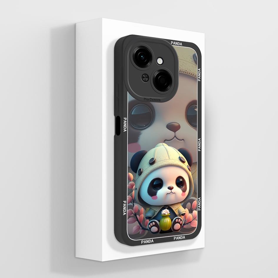 Do etui na telefon Tecno Pova 4 5 6 Pro Neo 3 Pop 8 9 z płynnego silikonu, modny mały miś, słodki, pulchny kot, miękka ochrona aparatu, torby na telefony do Tecno Capa