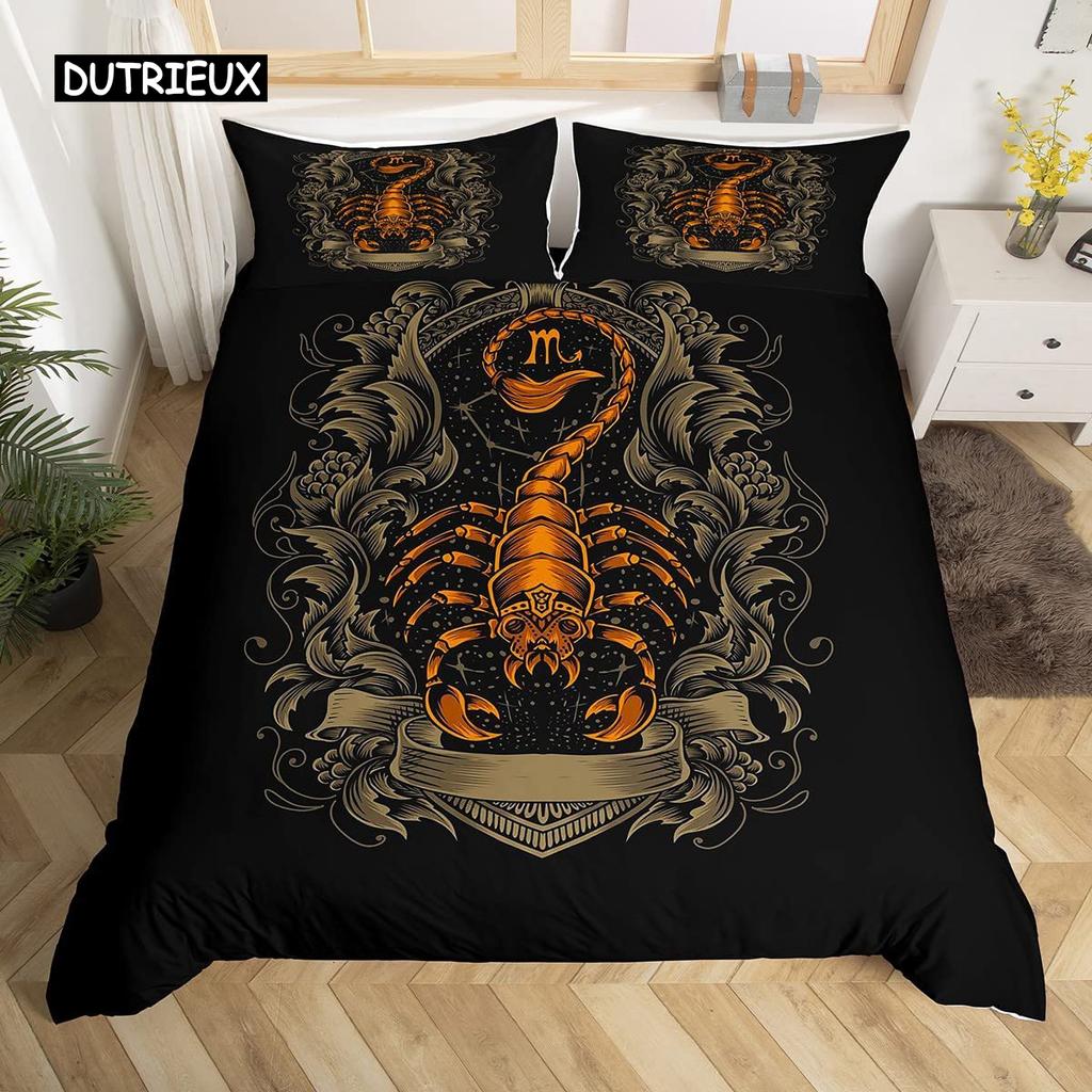 Edredonsett med edderkopp og dyr Mikrofiber 3D-trykk Dynetrekk Queen King Size Motedesign Dynetrekk med putetrekk