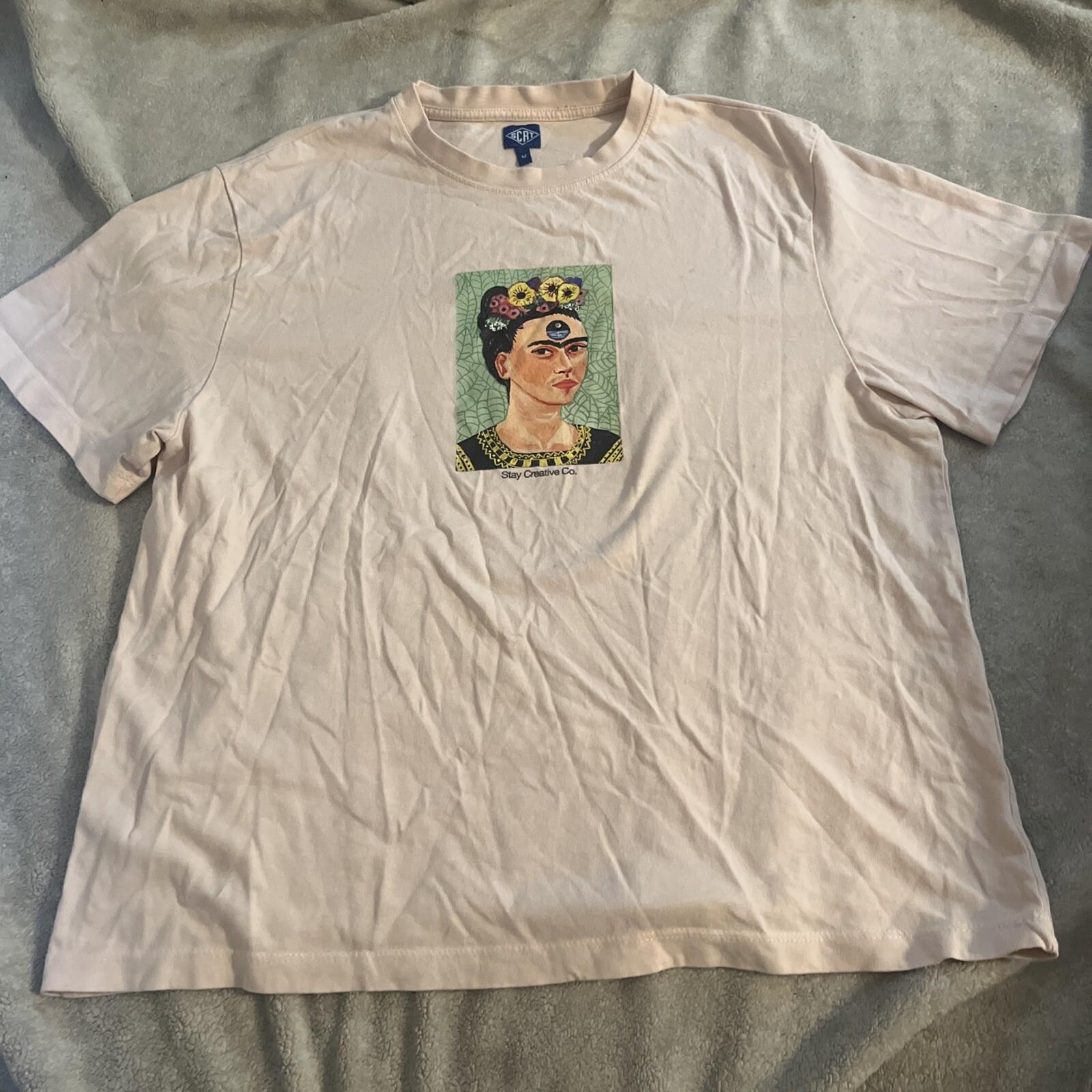 SCRT co tee shirt m Frida Kahlo portrait pink art Unisex T-Shirt M