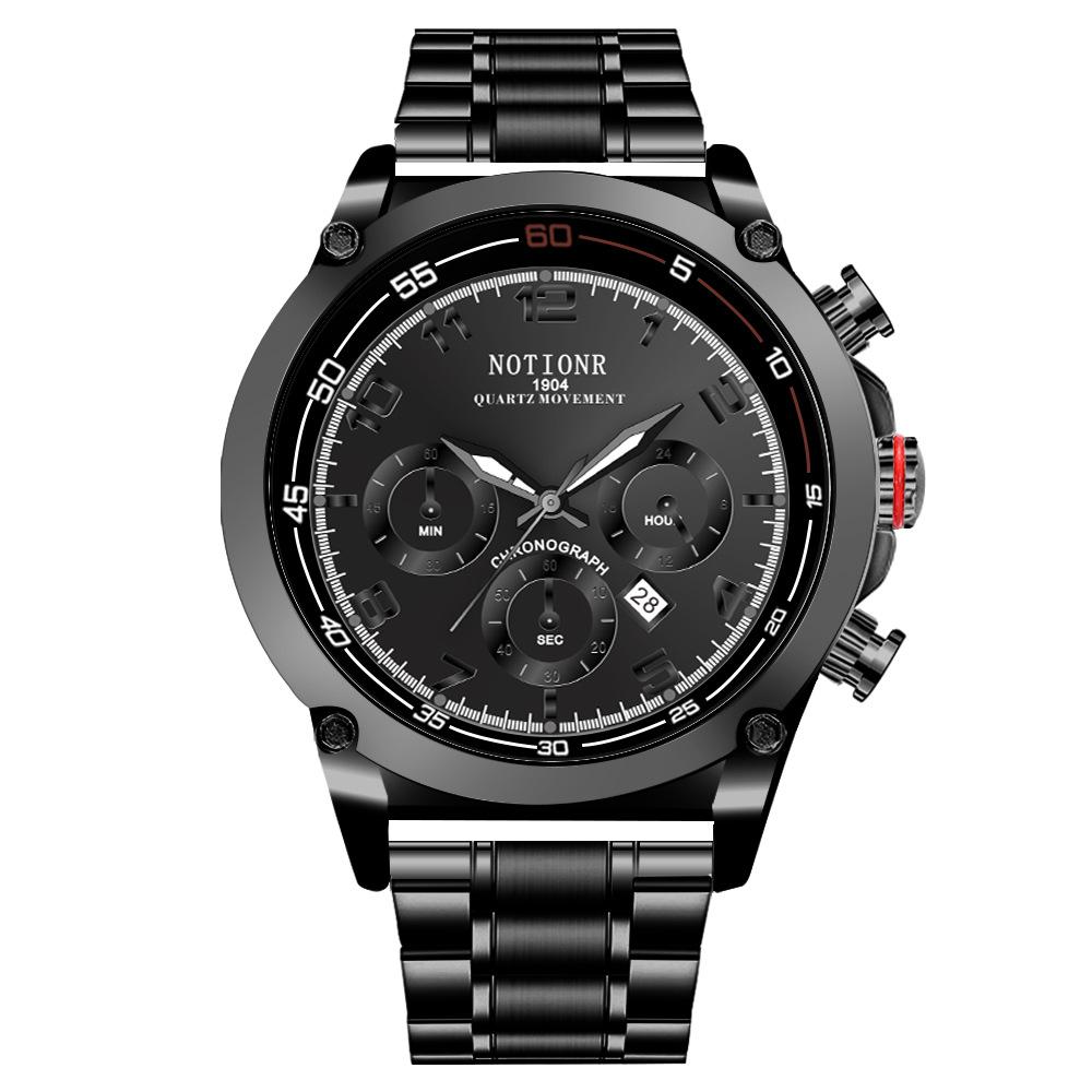 Notionr Fashion Men S Waterproof Watch Stainless Steel Large Dial Business Watch Luminous Calendar Quartz Watch