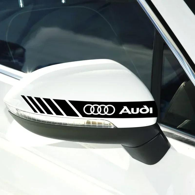 2PCS Car Styling Rearview Mirror Decoration Sticker QUATTRO Emblems for tt Sline RS A3 A4 B8 8P 8V B6 A5 A6 C7 Q5 B9 B7 C6 A1