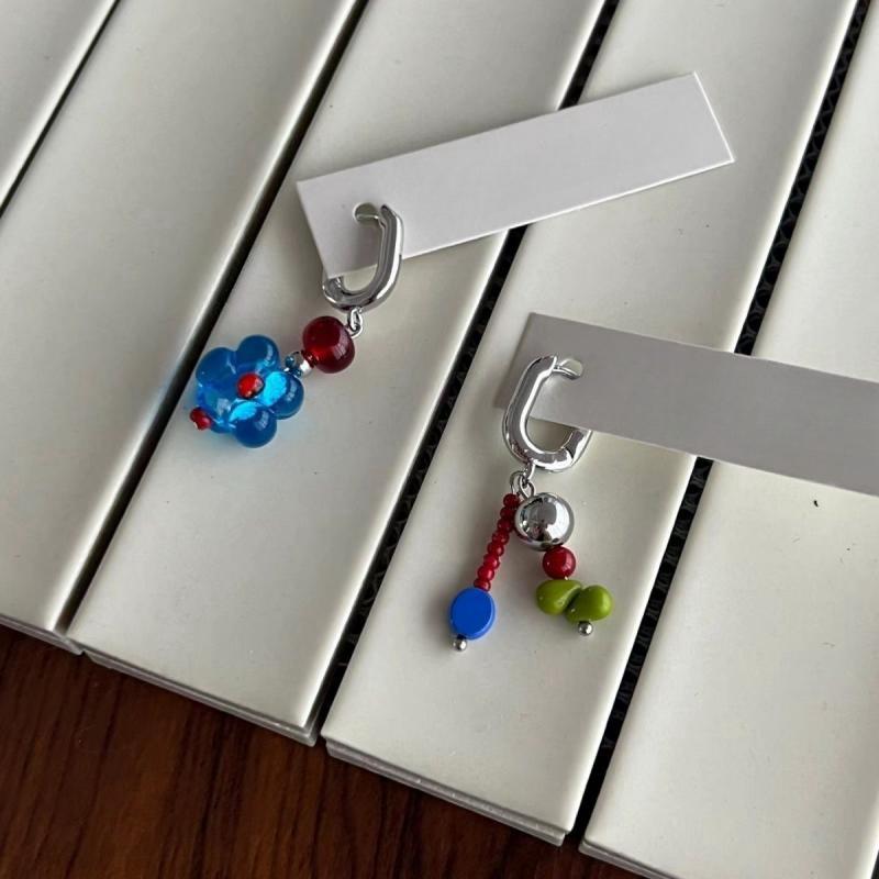 

New Asymmetrical Flower Earrings for Women s Niche Design Small Blue Flower Earrings High-End Feel Slimming Versatile Party