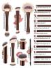 22-teiliges professionelles Make-up-Pinsel-Set, inklusive einer Samt-Aufbewahrungstasche, 20 weiche lange Aluminiumrohr-Pinsel + 2 Puderschwämme