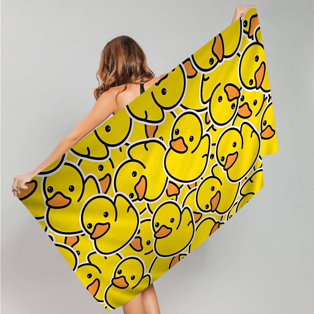 Yellow Classic Rubber Duck Beach Towel Colorful Bath Towels For Girl Microfiber Quick Dry Custom Sand Free Beach Yoga Spa