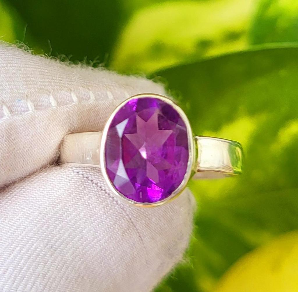 Natural  Amethyst Gemstone 925 Sterling Silver Ring Size 6.5 US, A110 Gift Ring