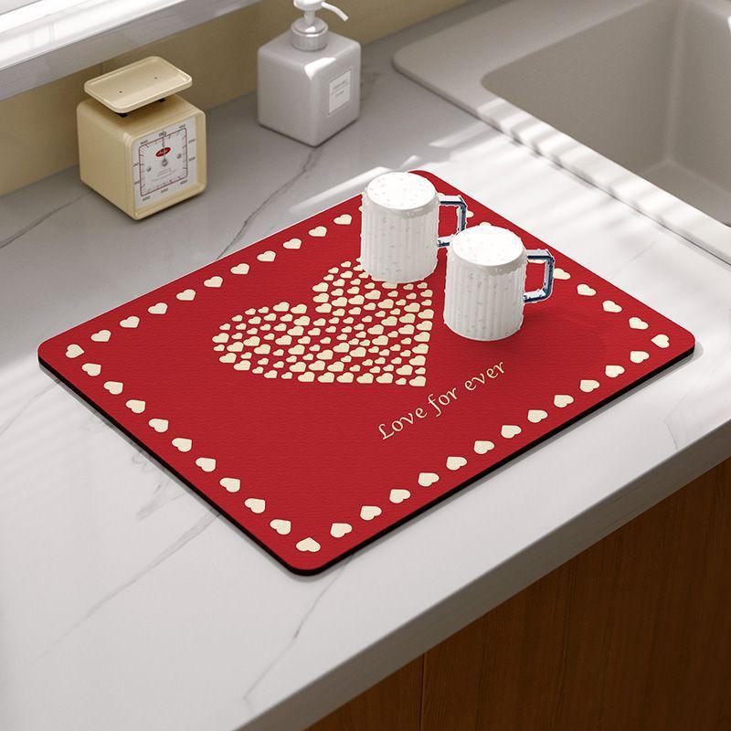 New Chinese Kitchen Countertop Diatom Mud Drain Mat Household Sink Side Put Bowl Plate Cup Absorbent Mat Free Cutting