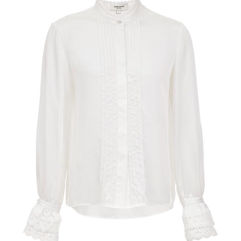 VEROMODA Women s Lyocell Lace Stand Collar French Shirt S
