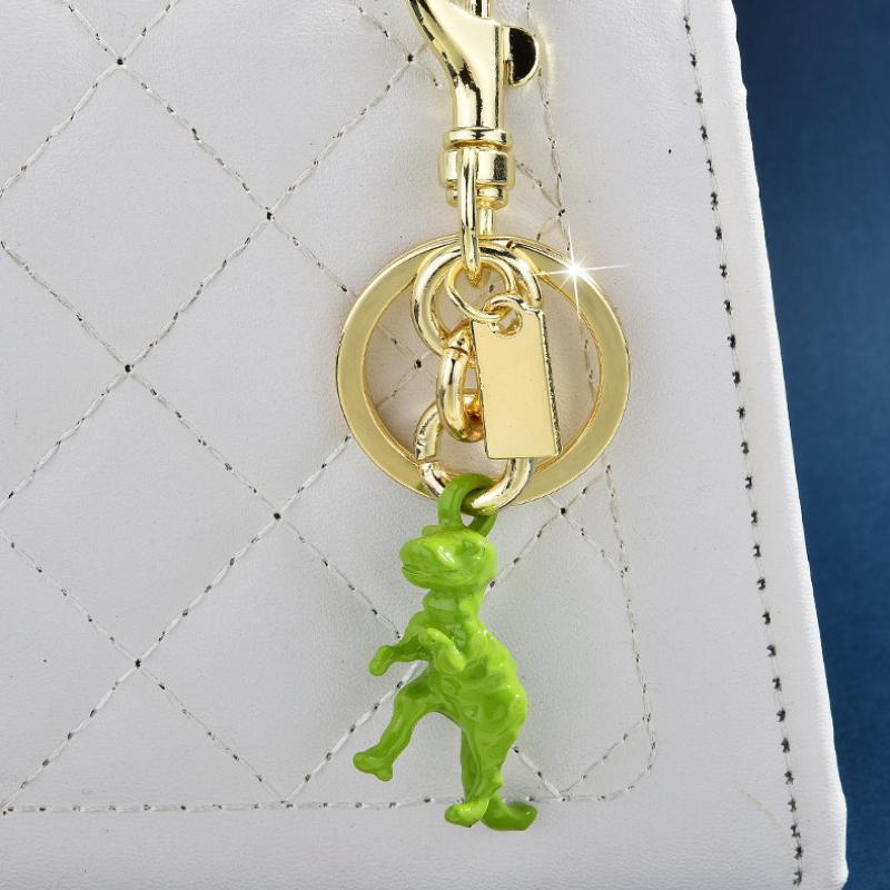 3D Stereoscopic Green Dinosaur Metal Keychain, Small Dinosaur-Shaped Keychain Pendant