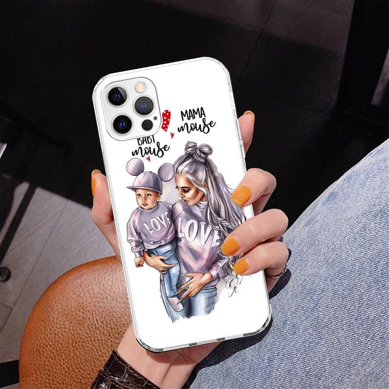 Baby Mom Girls Phone Case For iPhone 17 Air 16 Pro Max 16E 15 + 14 Plus 11 12 13 Mini 7 8 SE Gift Print Cover Fundas 17 Air 16 P