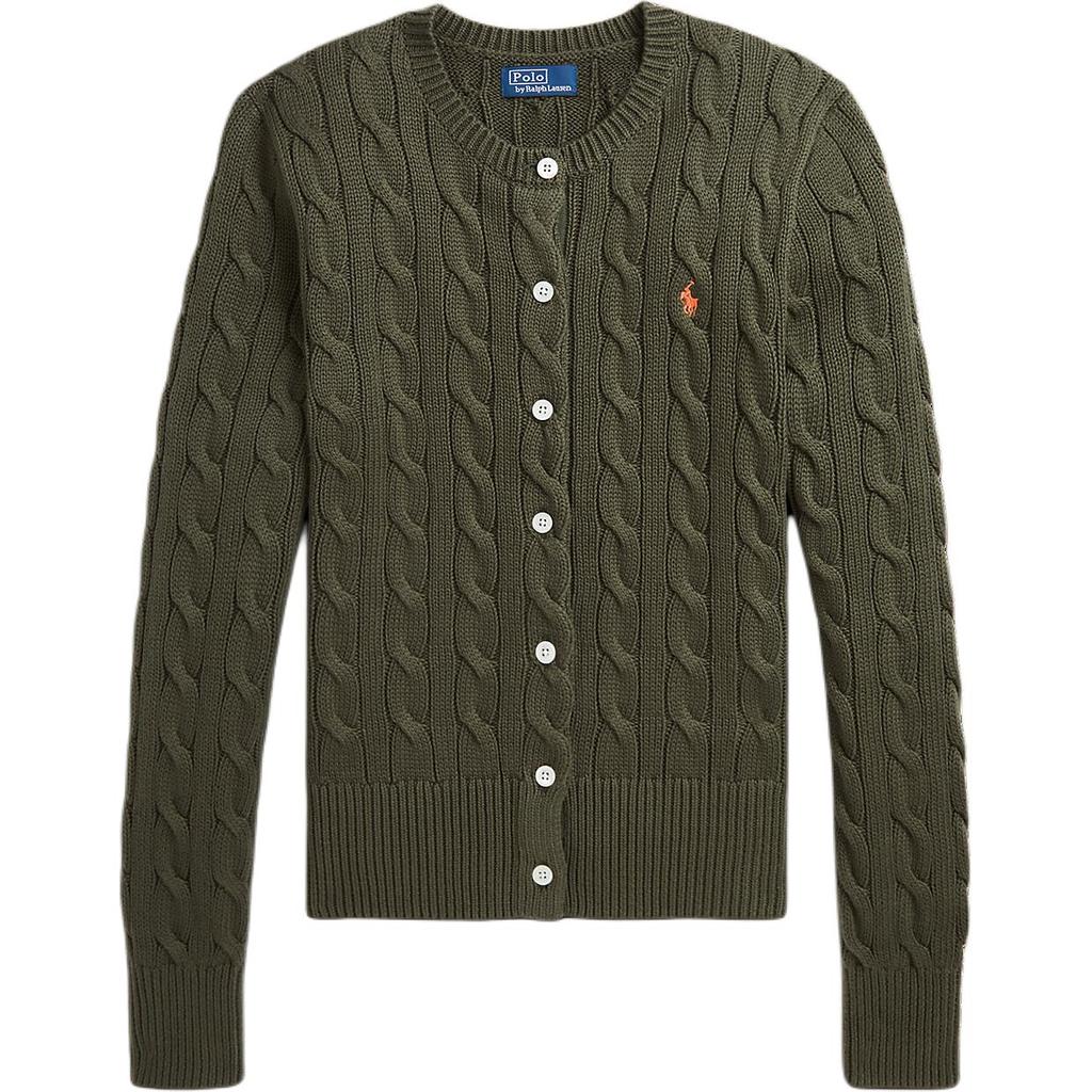 Polo Ralph Lauren Solid Color Single-Breasted Round Neck Long Sleeve Knit Sweater Women sweater Olive WMPOSWENDW20355-300