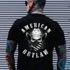 AMERICAN OUTLAW Cowboy Totenkopf Druck Herren Unisex T-Shirt