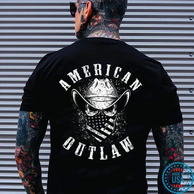 AMERICAN OUTLAW Cowboy Skull Print Men s Unisex T-Shirt XXXXL